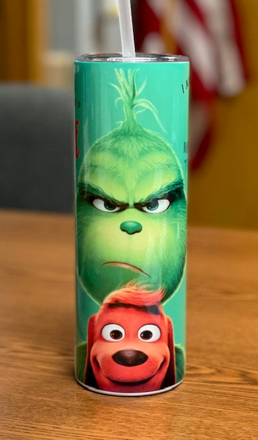GRINCH AND HIS DOG SKINNY TUMBLER
